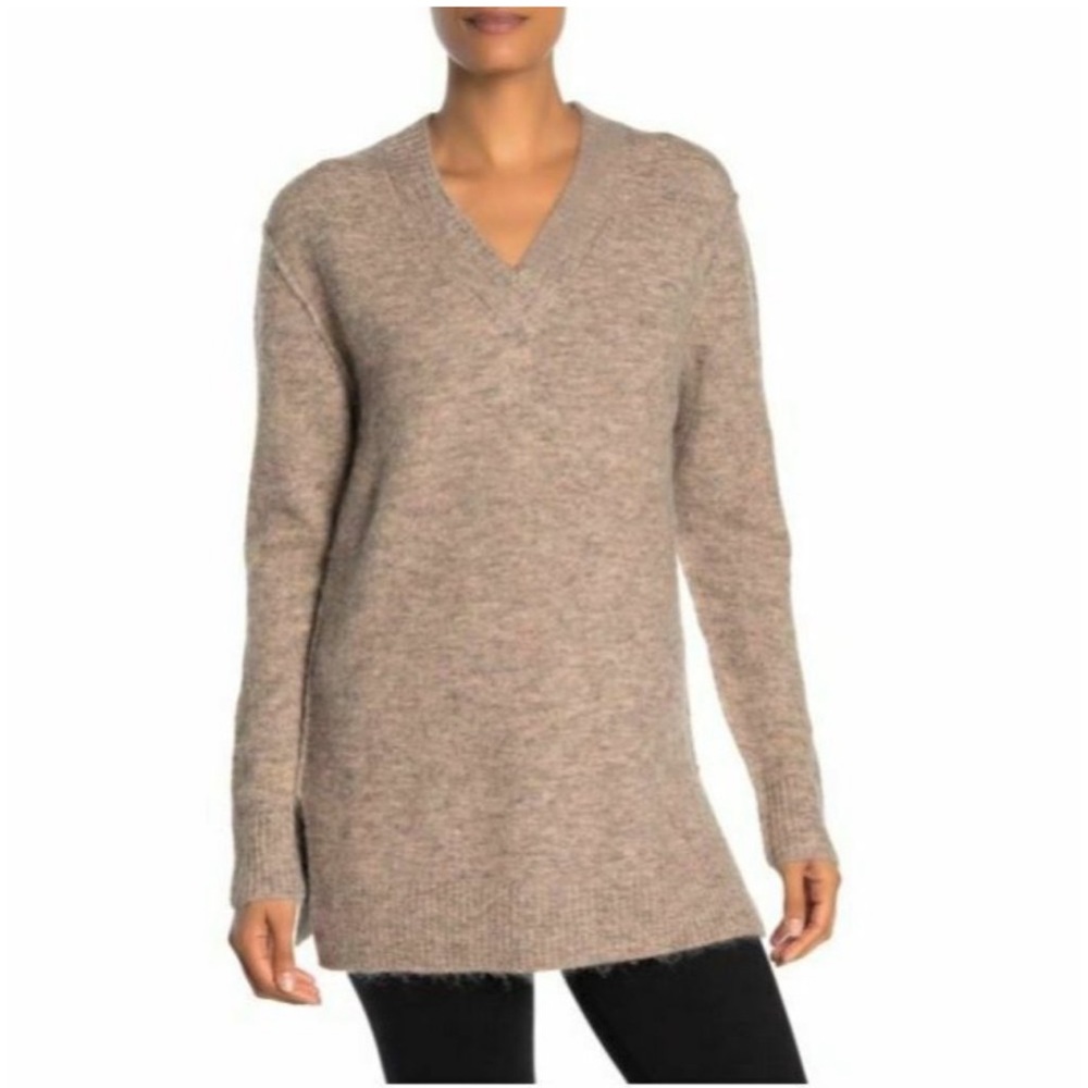 Magaschoni tan v-neck sweater tunic/XS
